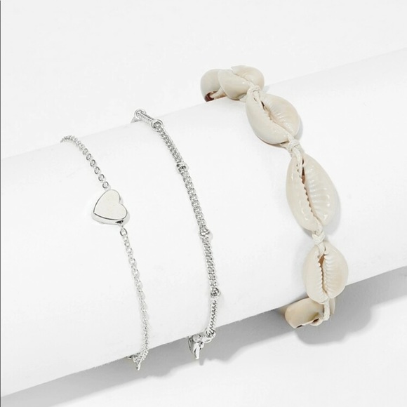 • Destiny • 3 Pc. Shell + Heart Anklet Set - Picture 3 of 4